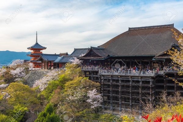 Kiyomizu dera temple and cherry blossom season (Sakura) on sprin