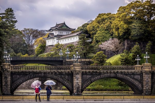 Two ladies in front of the Imperial Palace